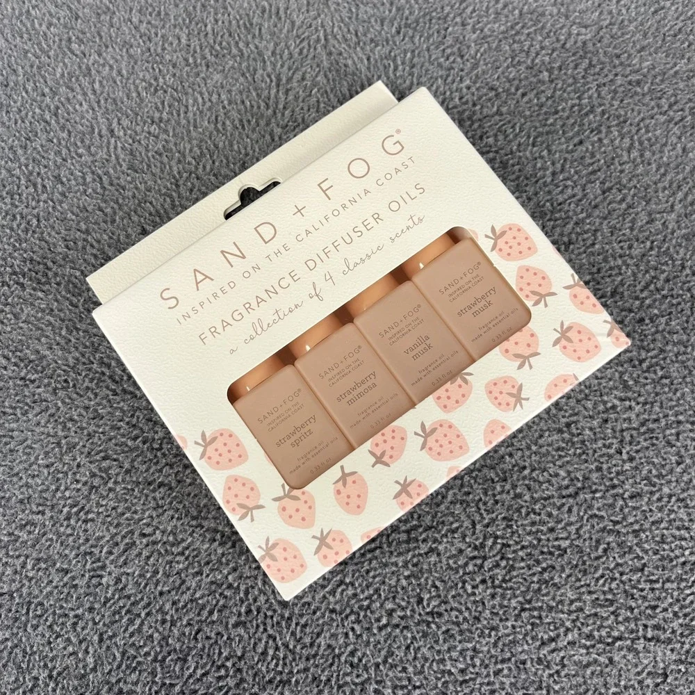 SAND + FOG Strawberry & Vanilla Variety Fragrance Diffuser Oils Set‎ 4 Pack New